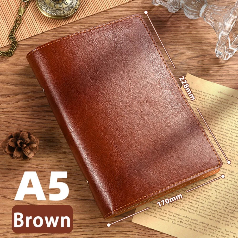 A5/A6 Loose-Leaf PU Leather Notebook – Travel Journal & Diary Loose-Leaf Notebook Axl Brown A5 Shell