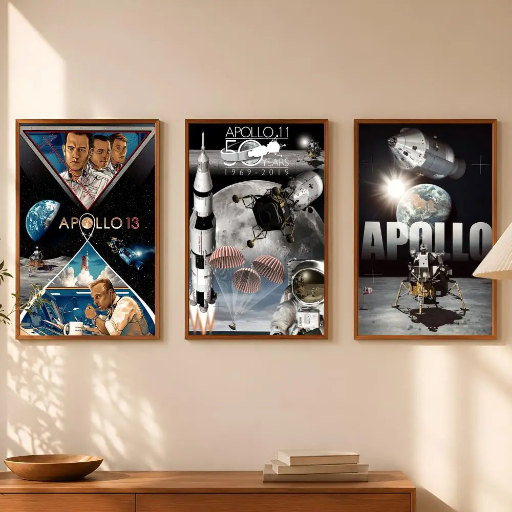 Apollo Moon Landing Self-Stick HD Wall Art Poster | Waterproof Wall Art Poster Axl