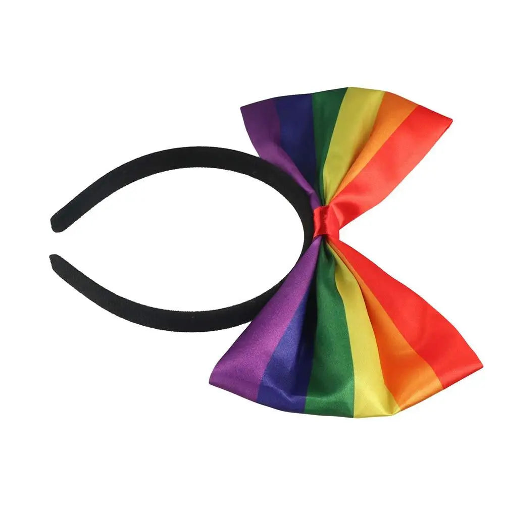 Rainbow Bow Headband – Colorful Fabric Hair Hoop for Parties Bow Hair Headband Axl