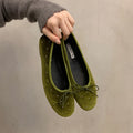 Vintage Suede Women's Ballet Flats – Slip-On Round Toe Shoes Women's Ballet Flats Axl green 35