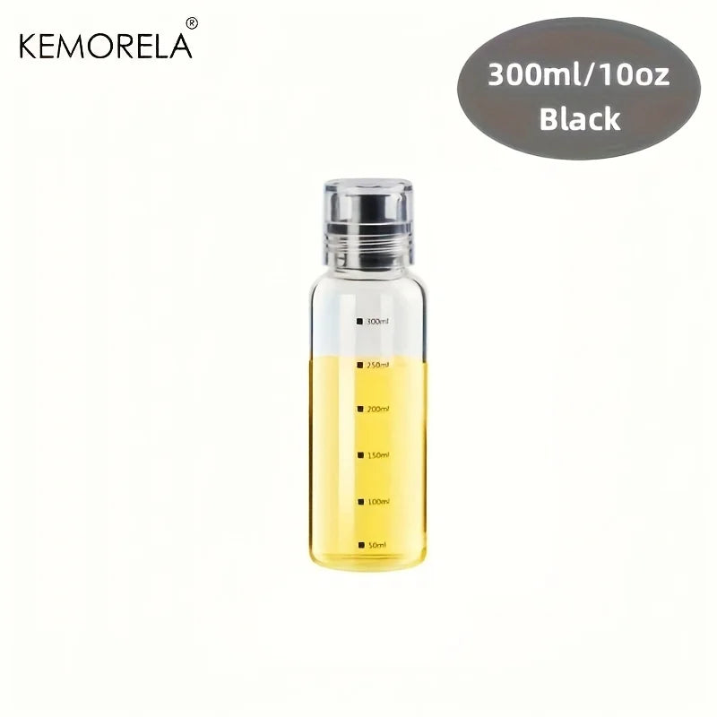 KEMORELA Glass Oil Bottle with Scale 300/450/600ml | Kitchen Glass Oil Dispenser Axl 300ml-Black