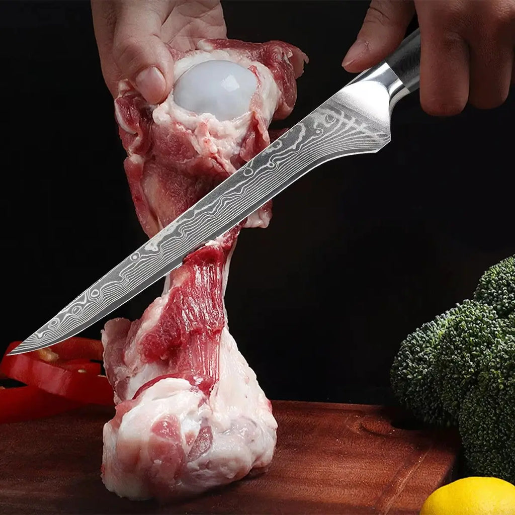 67-Layer Damascus Steel Boning Knife – Japanese Pro Kitchen Knife Damascus Kitchen Knife Axl
