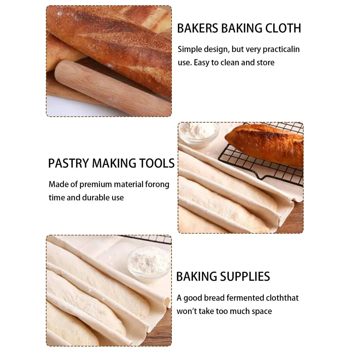 Natural Cotton Dough Proofing Cloth – Reusable Baker's Couche Dough Proofing Cloth Axl