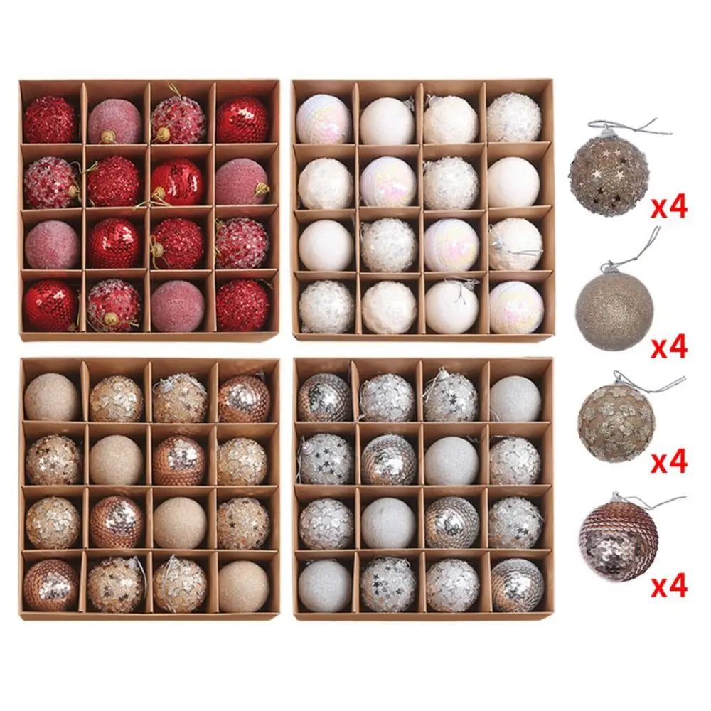 6cm Glitter Christmas Ball Ornaments – 16pc Gift Box Set Christmas Ornament Set Axl