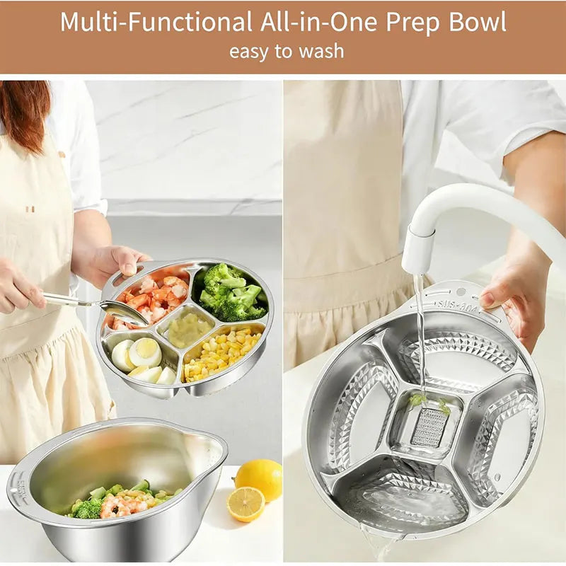 Stainless Steel Colander Set – Rice Washing Bowl & Grater Kitchen Colander Set Axl