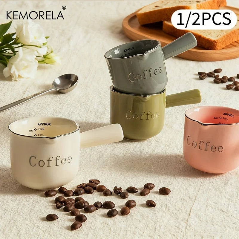 KEMORELA Ceramic Espresso Measuring Cup 3oz 90ml – Pink & Gray Ceramic Measuring Cup Axl