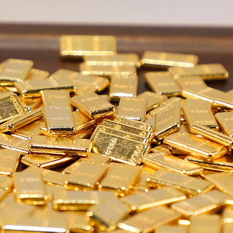 50 Pc Miniature Gold Bar Set – Dollhouse Decor & Pretend Play Dollhouse Miniatures Axl