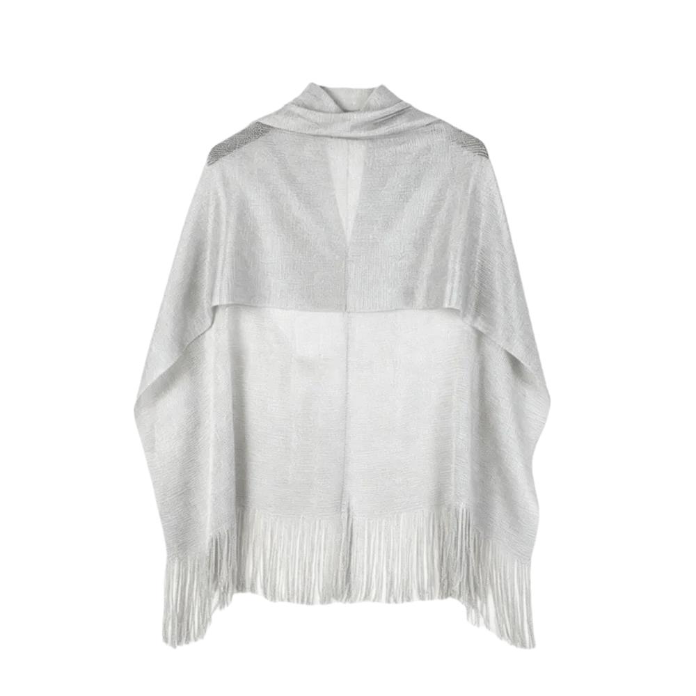 Sheer Beach Cover-Up Top – Lightweight Draped Gauze Swimwear Beach Cover-Up Axl Silver One Size