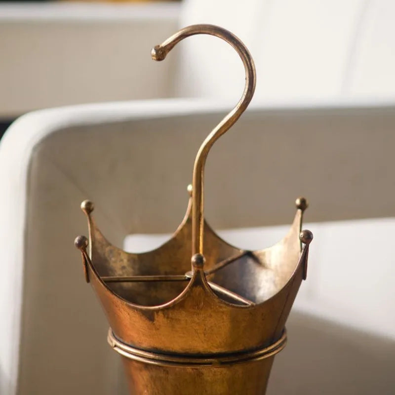 Retro Iron Umbrella Stand – Gold Vintage Entryway Holder Umbrella Stand Axl