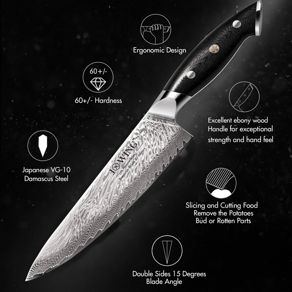 Damascus Chef's Knife – Sharp 21cm Stainless Steel Kitchen Knife Damascus Chef's Knife Axl