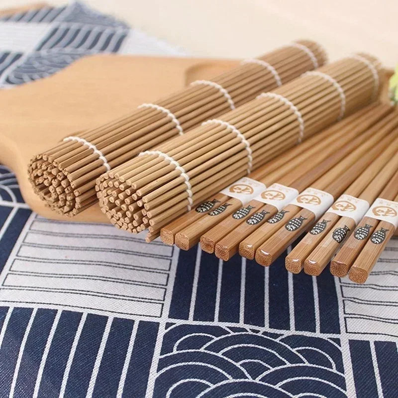 9-Piece Bamboo Sushi Maker Kit – Rice Mold & Onigiri Tools Sushi Making Kit Axl