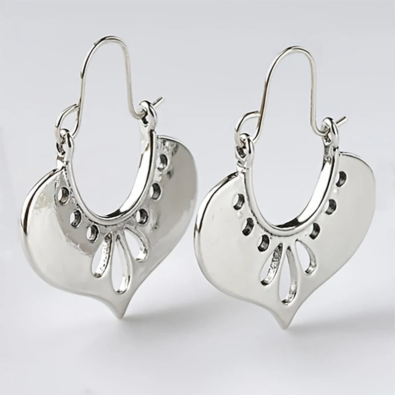 Huitan Bohemian Hollow Heart Dangle Earrings – Antique Silver Drop Dangle Earrings Axl