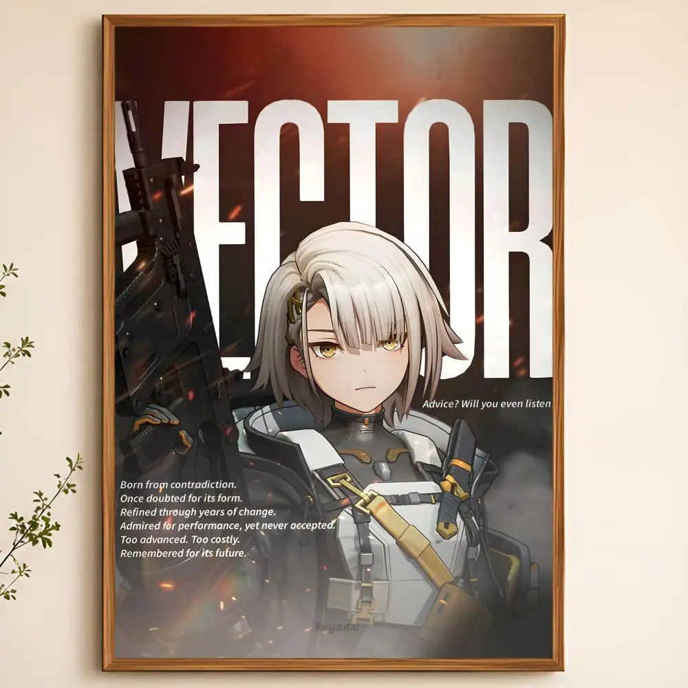 Girls' Frontline PVC Wall Poster – Peel & Stick HD Art Decor Wall Art Poster Axl White01 50X70cmNoframe