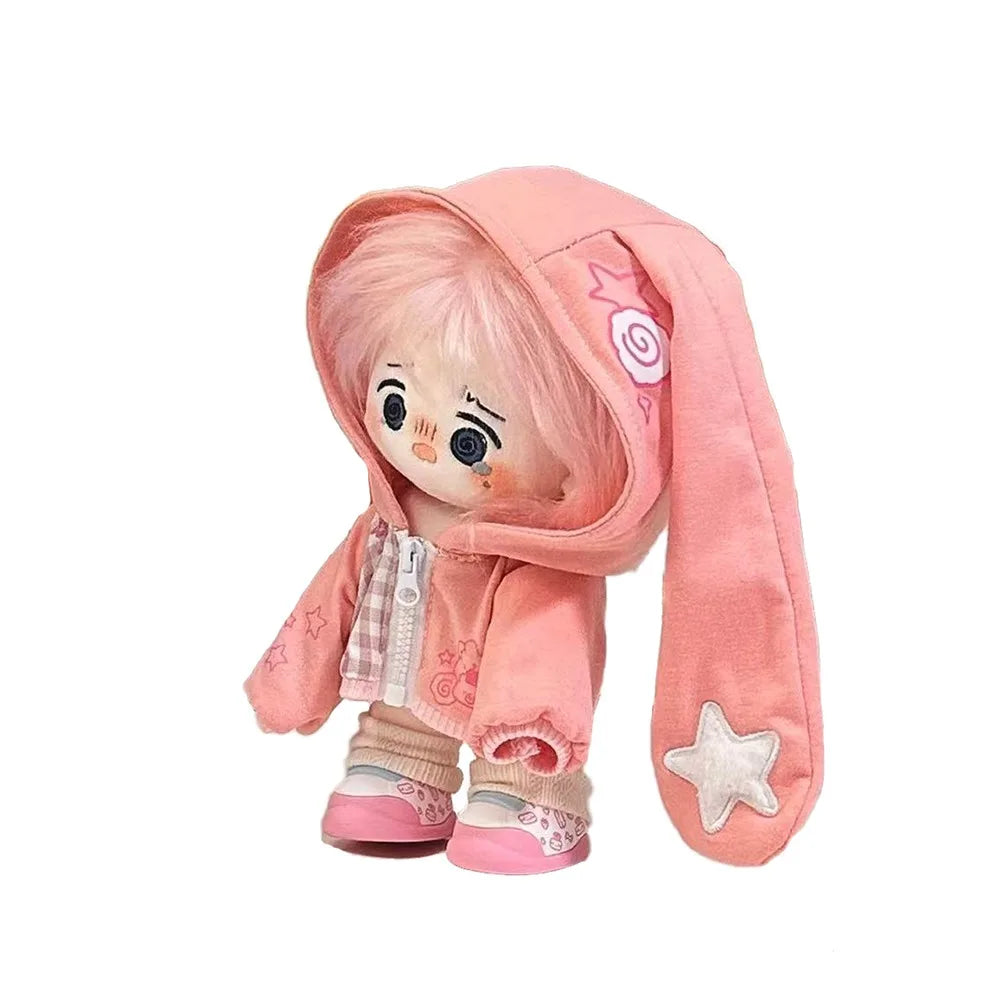 20cm Doll Rabbit Ear Mini Sweatshirt Jacket | Doll Outfit Doll Outfit Axl Pink