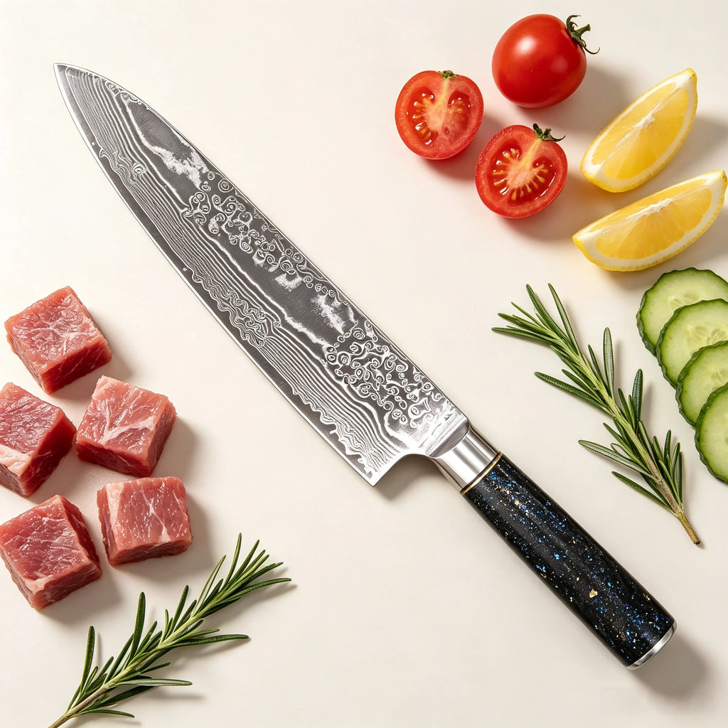 Damascus Steel 67-Layer Chef Knife – Sharp Kitchen Cleaver Damascus Chef Knife Axl