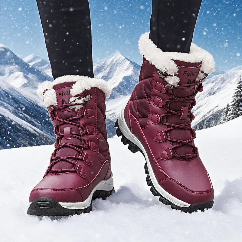 AZGB Women's Waterproof Winter Snow Boots – Warm Lace-Up Women's Snow Boots Axl