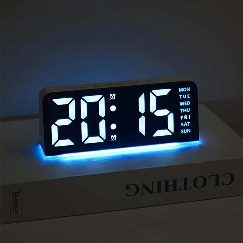 7" LED Digital Alarm Clock – Dual Alarm, Temp & Night Light LED Alarm Clock Axl