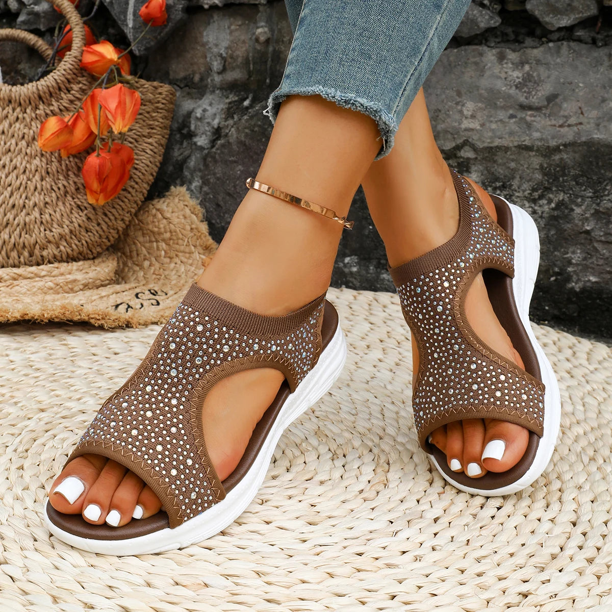 Women's Breathable Flat Slip-On Sandals | Casual Summer Walking Shoes Women's Flat Sandals Axl