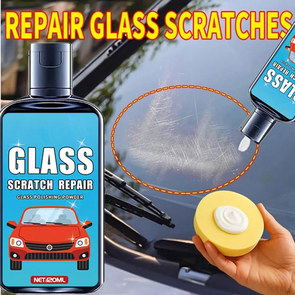 Car Glass Scratch Remover Polishing Wax 120ml + Sponge Car Glass Polish Axl