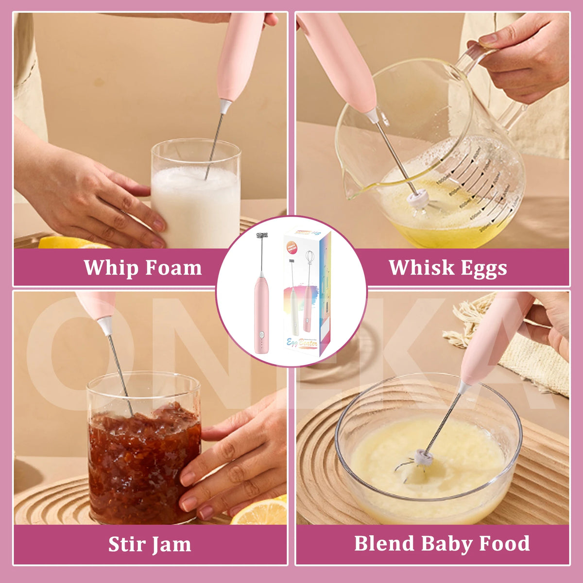 ONEKA Handheld Milk Frother – Electric Foam Maker & Whisk Handheld Milk Frother Axl
