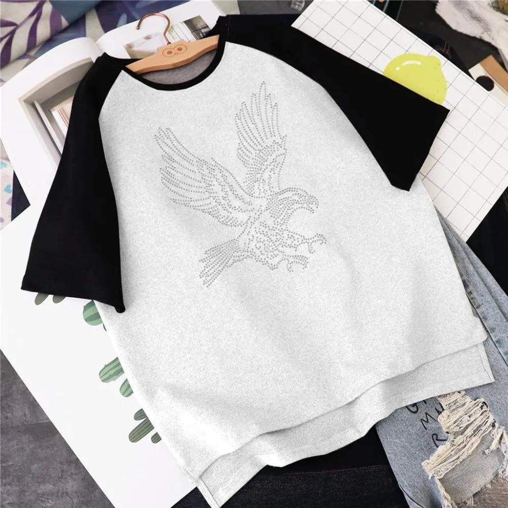 Eagle Rhinestone Iron-On Heat Transfer Decal | Bling Patch Iron-On Transfer Patch Axl