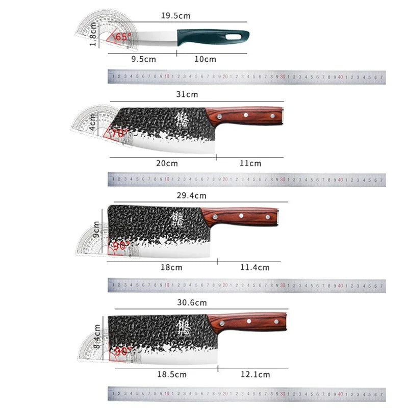 PLYS 8-Piece Sandalwood Chef Knife Set – Forged Stainless Steel Kitchen Knife Set Axl