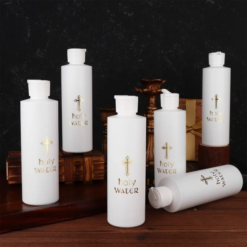 6-Pack 250ml Holy Water Bottles with Gold Cross – Catholic Set Religious Bottle Set Axl