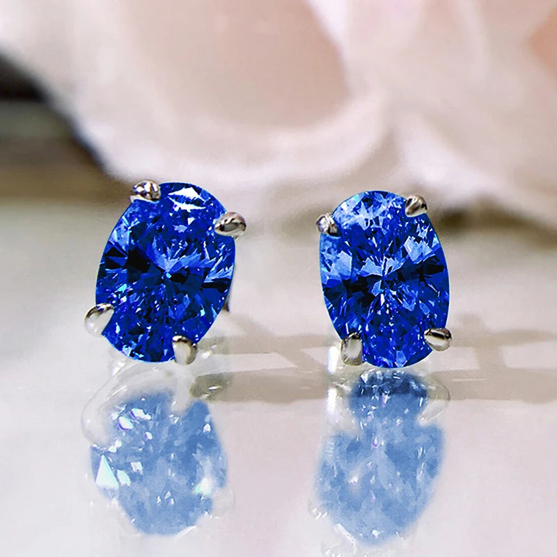 Huitan Oval CZ Stud Earrings – Geometric Fashion Jewelry CZ Stud Earrings Axl E2821