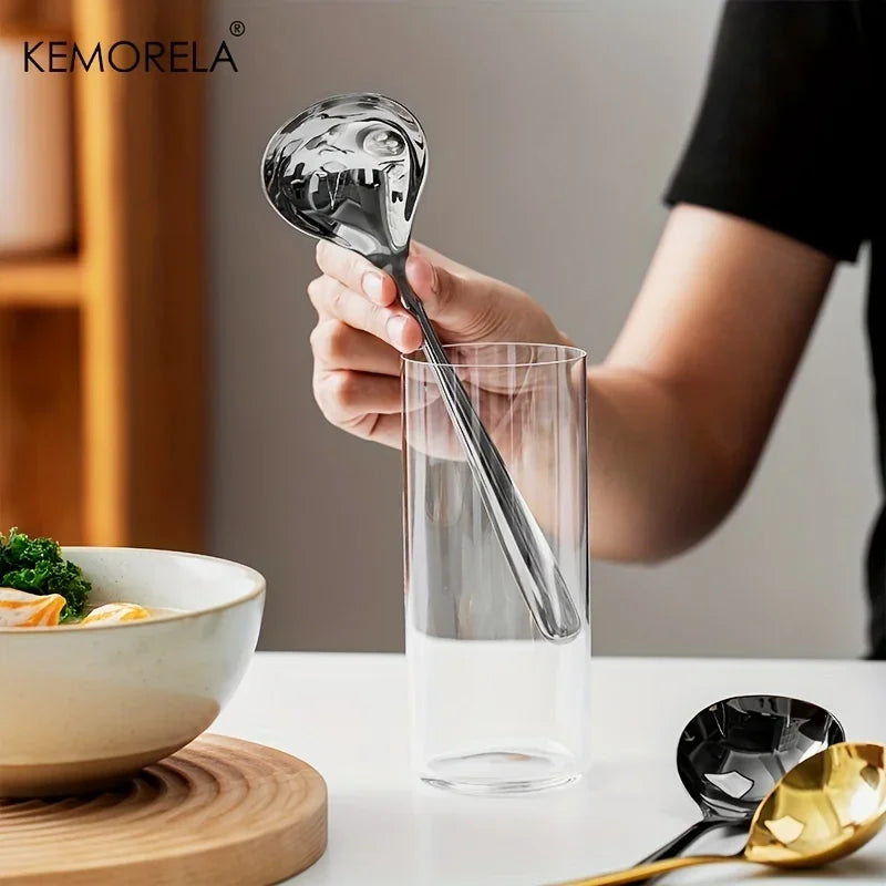 KEMORELA 304 Stainless Steel Gravy Ladle & Sauce Spoon 8.1" Kitchen Serving Spoon Axl