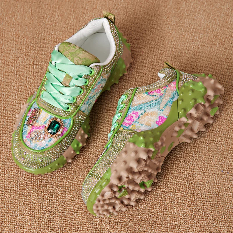 UXST Women's Fluorescent Thick-Sole Sneakers | Casual Trainers Women's Casual Sneakers Axl green 41