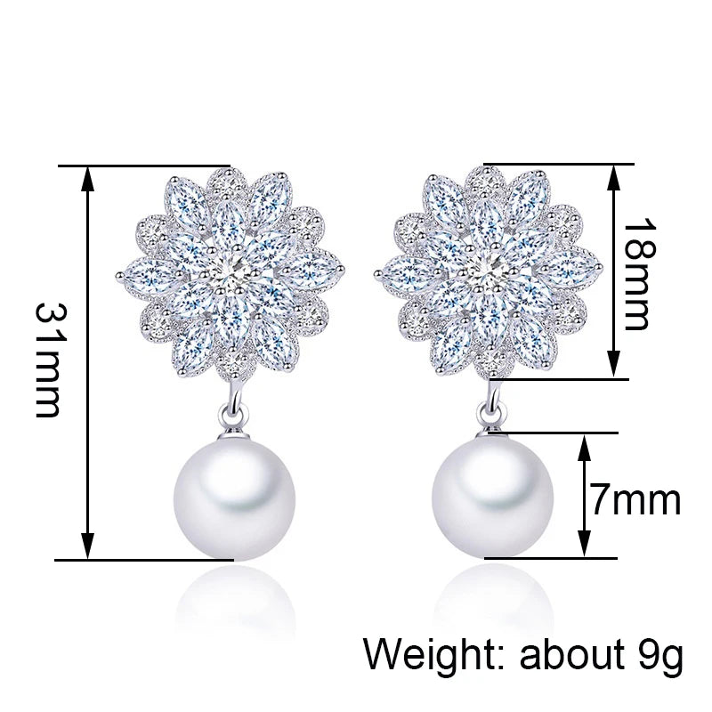 Huitan Pearl Drop Earrings – Elegant Women's Fashion Jewelry Drop Earrings Axl