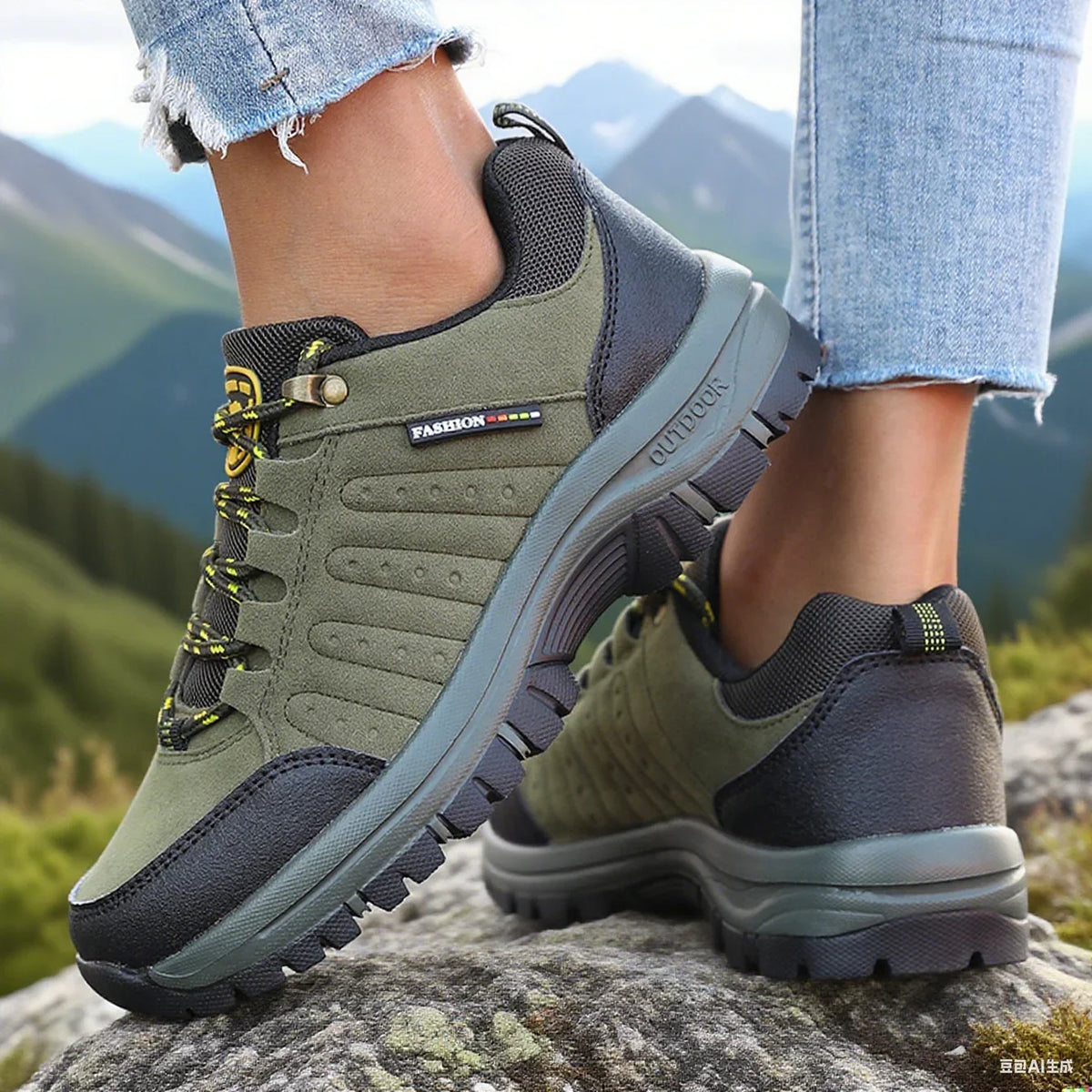 Women's Retro Wedge Platform Hiking Sneakers Anti-Slip Hiking Sneakers Axl army green 41