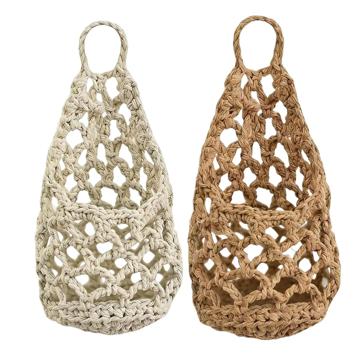 Boho Macrame Wall Plant Hanger – Cotton Rope Woven Basket Hanging Plant Basket Axl