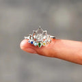 Huitan Lotus Flower Ring – Colorful CZ Statement Ring for Women Fashion Statement Ring Axl T0234 9