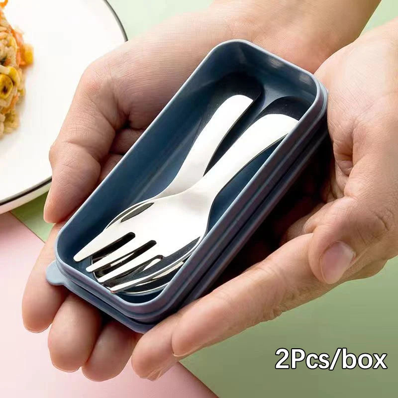 Mini Stainless Steel Spoon & Fork Set – Portable Camping Cutlery Portable Cutlery Set Axl 2Pcsbox