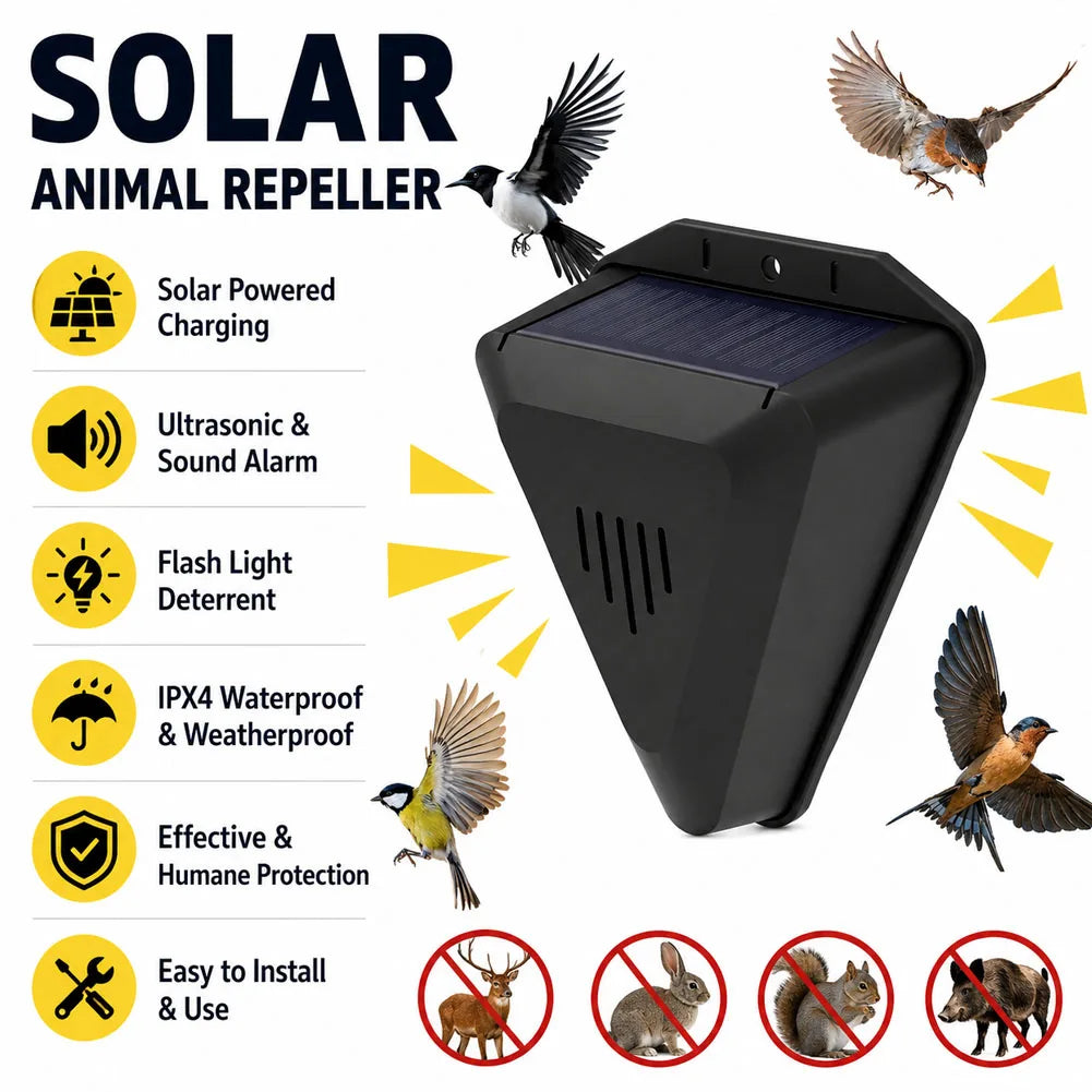 Solar Animal Repeller 129dB Waterproof Outdoor Bird & Pest Deterrent Solar Animal Repeller Axl Default Title