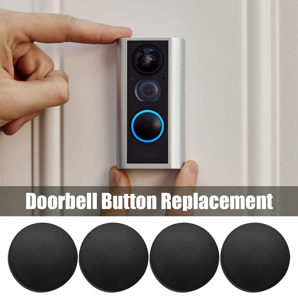 4-Pack Round Doorbell Button Replacement with Screws – Black Doorbell Button Replacement Axl