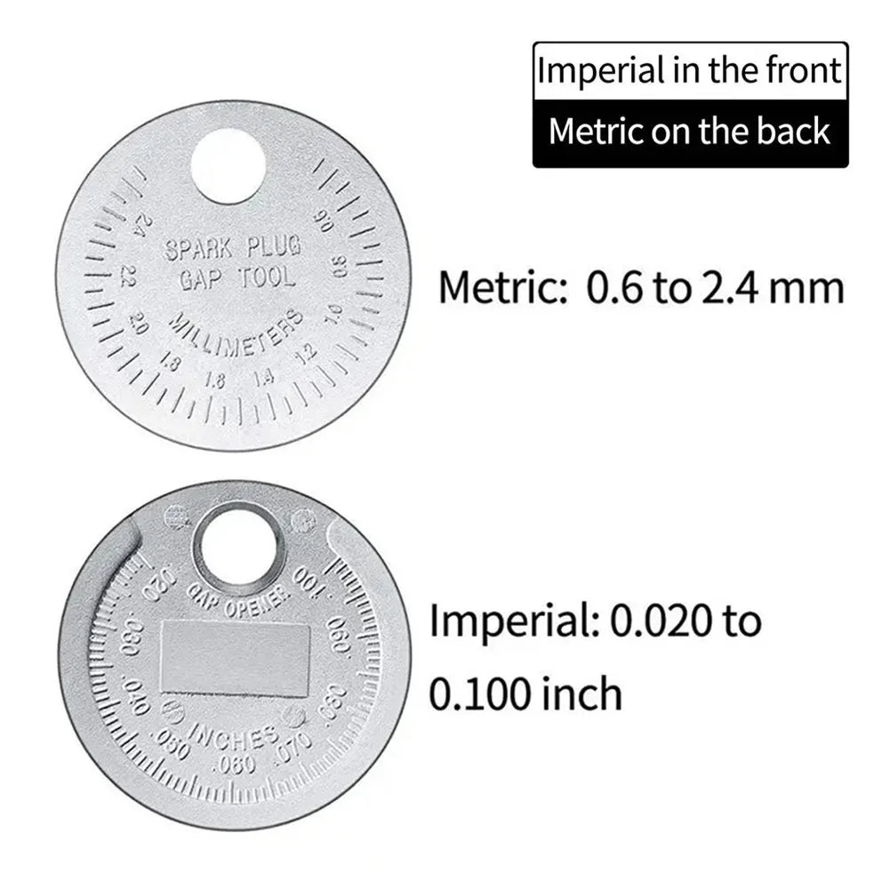 Coin-Type Spark Plug Gap Gauge Tool | 0.6–2.4mm / 0.02–0.10" Spark Plug Gap Gauge Axl