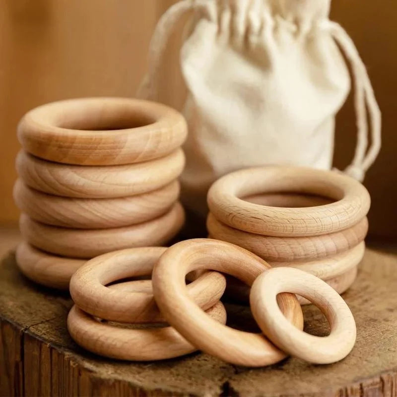 10Pcs Unfinished Wood Rings 40–100mm | Macrame & DIY Crafts Wood Craft Rings Axl