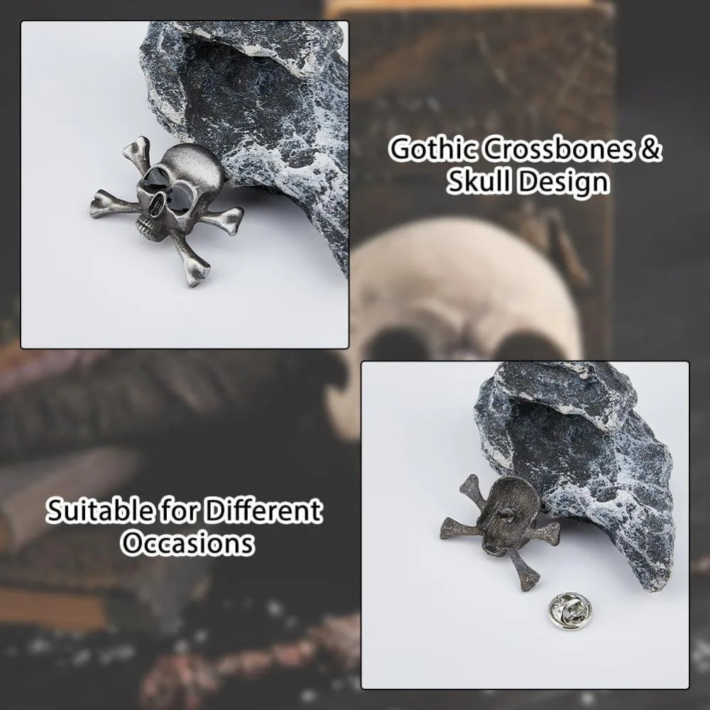 4-Pack Gothic Punk Crossbones Alloy Brooch Pin Set | Unisex Gothic Brooch Set Axl