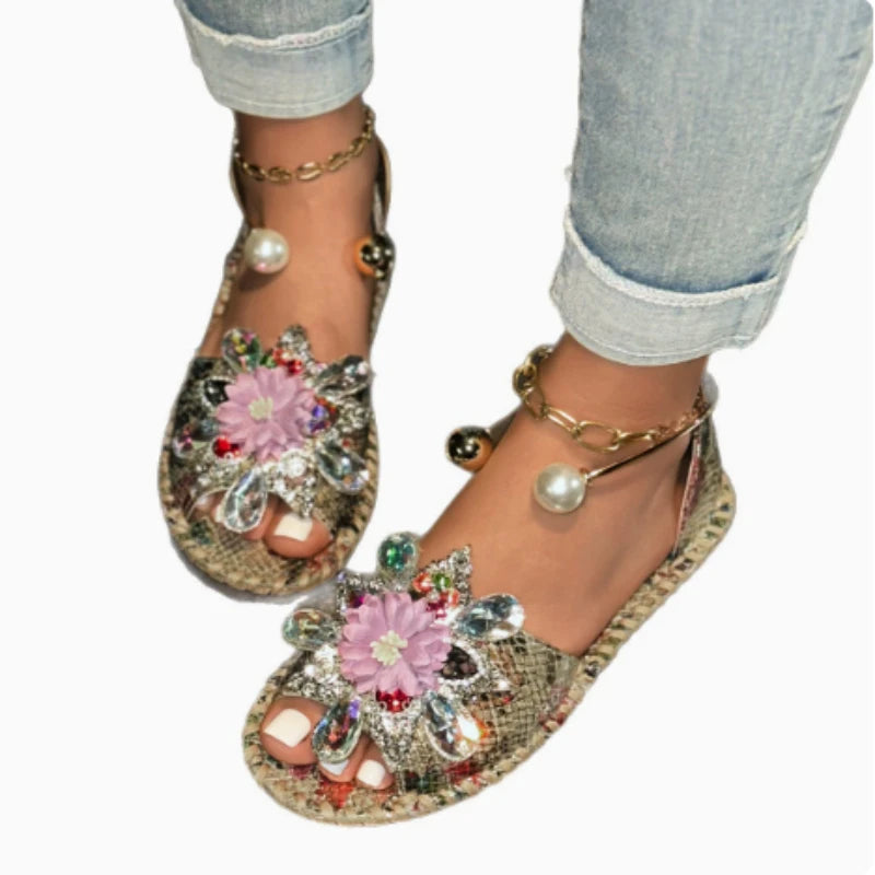 Women's Pearl Crystal Lace-Up Platform Mule Sandals Platform Mule Sandals Axl