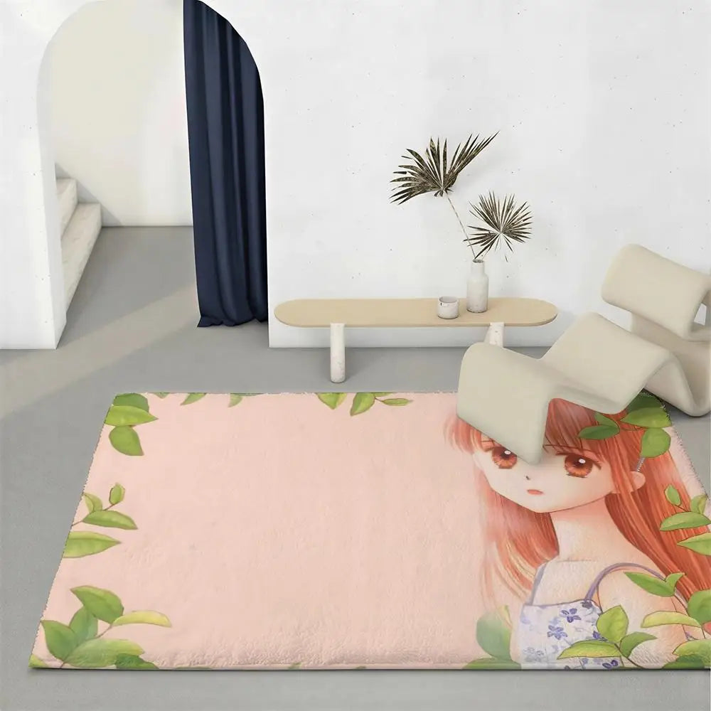 Anime Kodomo no Omocha Flannel Floor Mat – Non-Slip Indoor Rug Anime Floor Mat Axl White1 60x90cm
