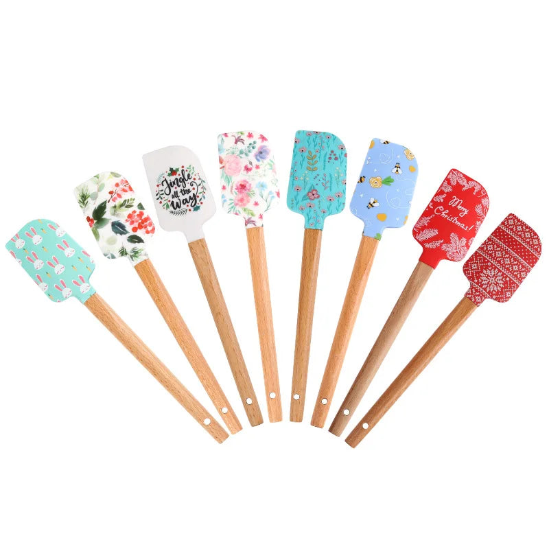 Silicone Cake Spatula & Scraper – Wooden Handle Christmas Cake Spatula Axl