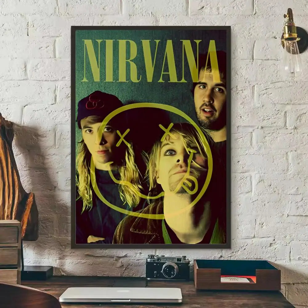 Nirvana Band Poster Removable Wall Sticker – HD Music Decal Wall Poster Sticker Axl Black7 30X40cmNoframe