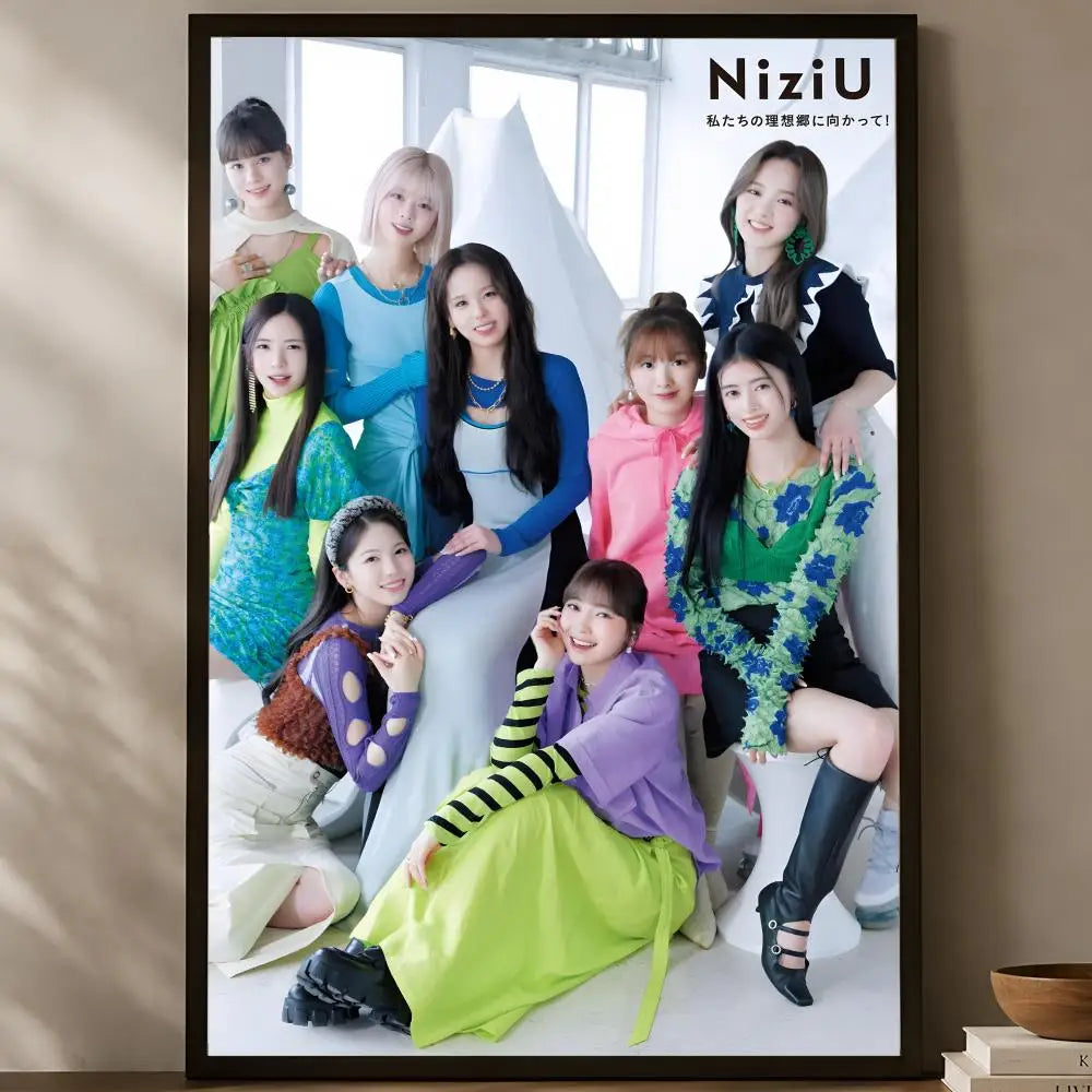 NiziU HD Self-Stick Wall Art Poster – Waterproof Home Decor Wall Art Poster Axl White08 60X90cmNoframe