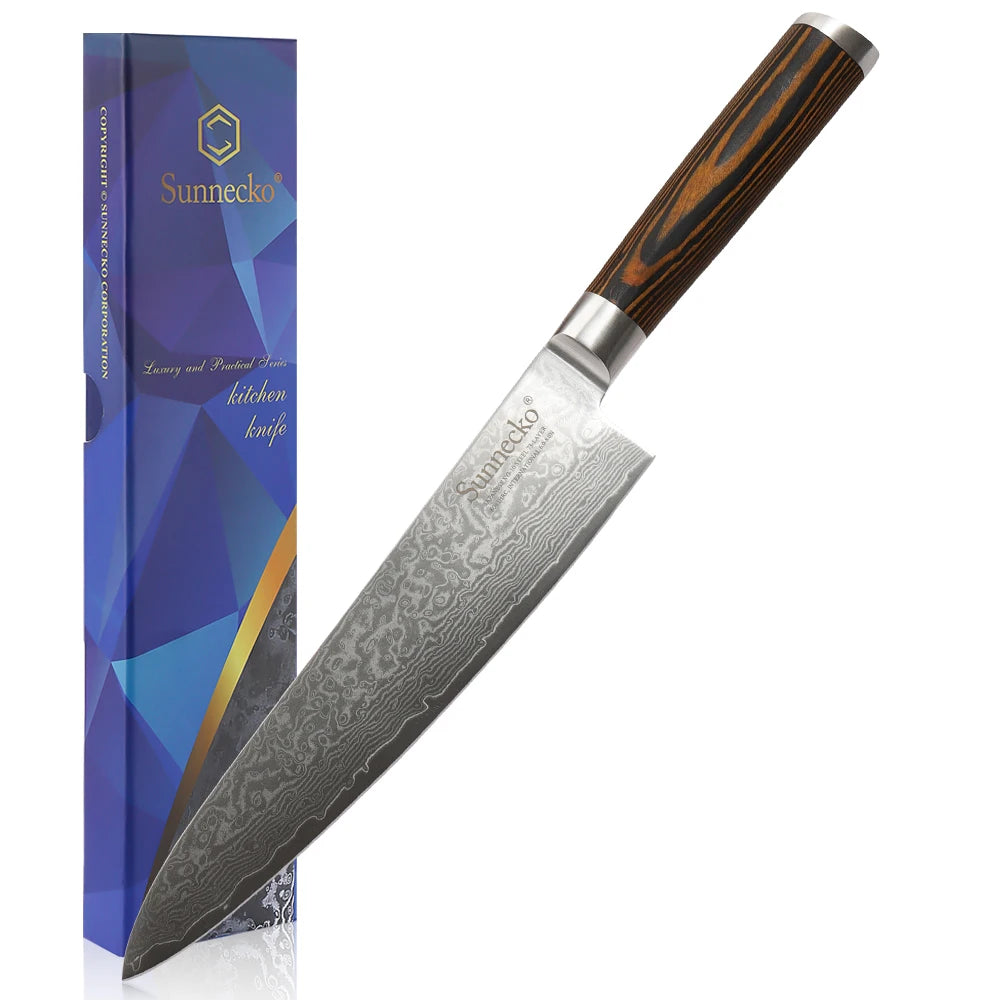 Sunnecko Damascus Chef Knife Set – VG10 Steel & Pakkawood Damascus Chef Knife Set Axl 8 Inch Chef Knife 8 inch China Mainland