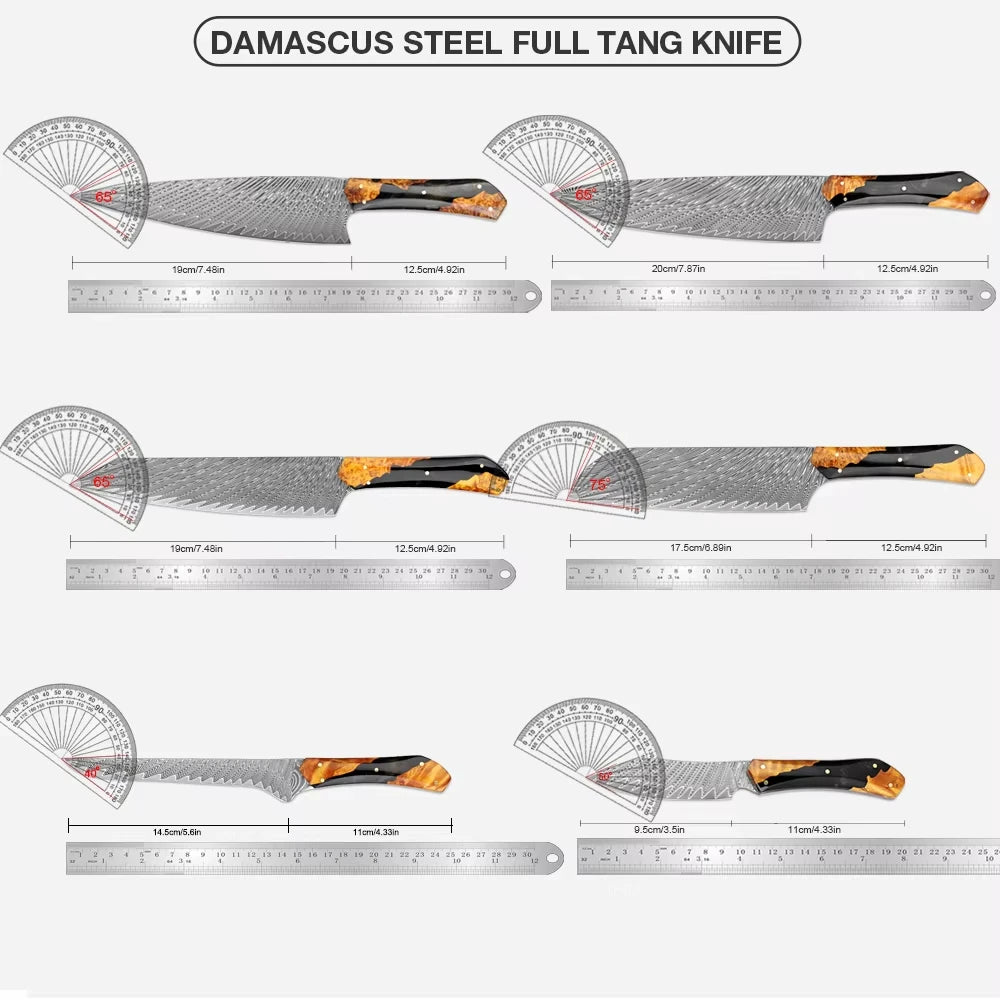 XITUO Damascus Steel Kitchen Knife Set – 1-6 PCS Chef Knives Kitchen Knife Set Axl