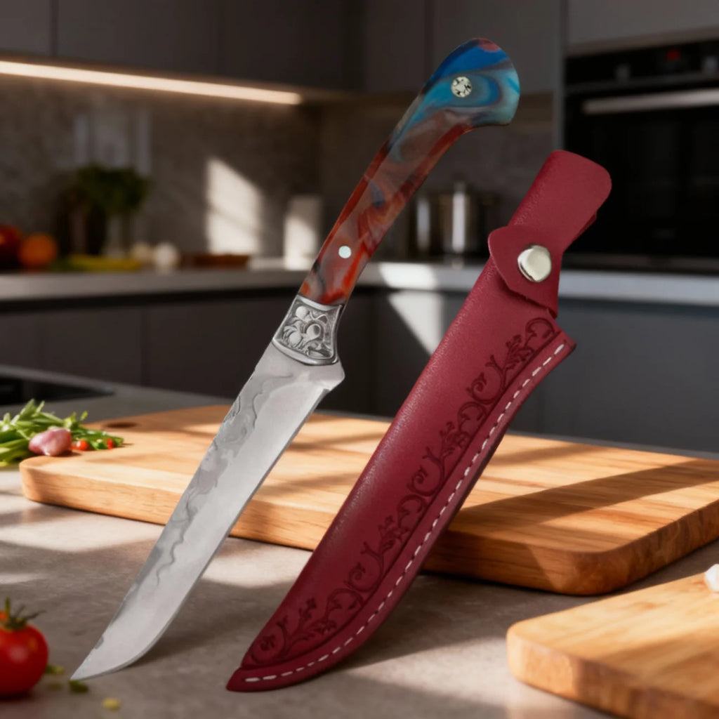 Hand-Forged Stainless Steel Boning Knife with Sheath Boning Knife Axl