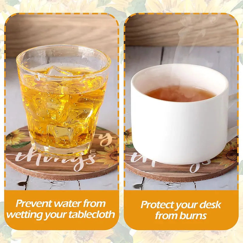 6-Piece Vintage Sunflower Drink Coasters Set with Holder Drink Coasters Set Axl