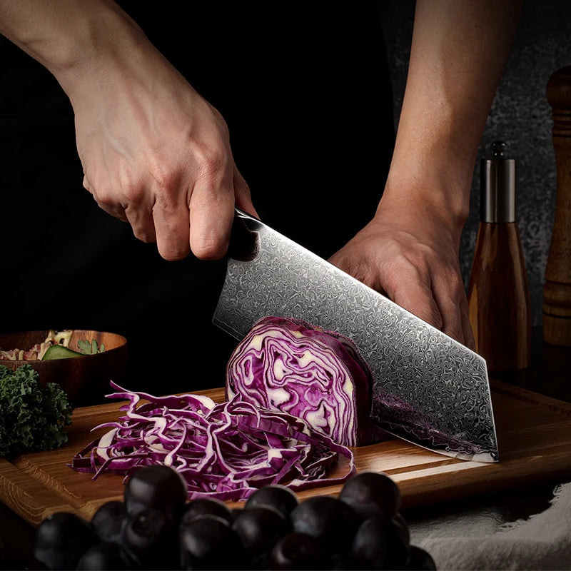 Grandsharp 7.5" Damascus Steel Chinese Cleaver – Carbon Fiber Damascus Cleaver Knife Axl